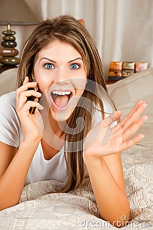 Young beauty woman telephoning Stock Photo