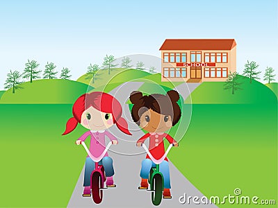 Young bikers Vector Illustration