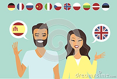 Young bilingual couple Vector Illustration