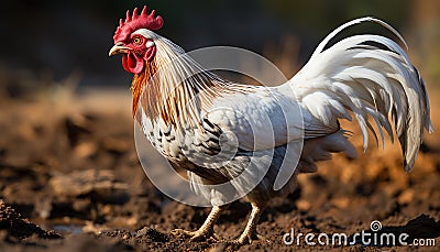 Young bird standing in meadow, grazing on organic grass generated by AI Stock Photo