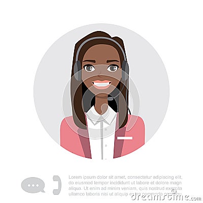 Young black african american Lady With Headset Vector Character Vector Illustration