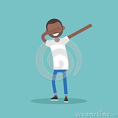 Young black character making DAB dance flat editable vector il Vector Illustration