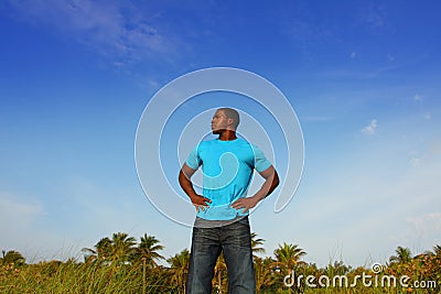 Young Black Man Standing Tall Stock Photo