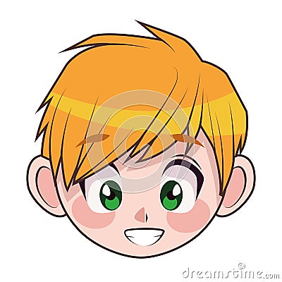 young blond teenager boy kid head character Vector Illustration