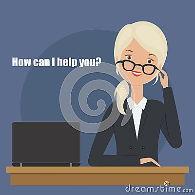 Young blond woman asking Vector Illustration