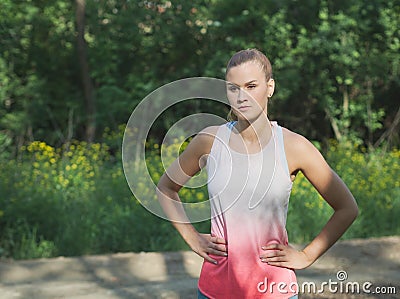 Young Female Forest Runner Stock Photo