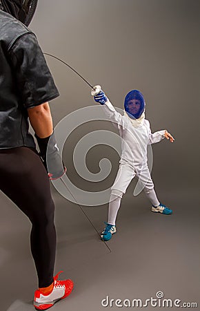 Two fencing workout Stock Photo