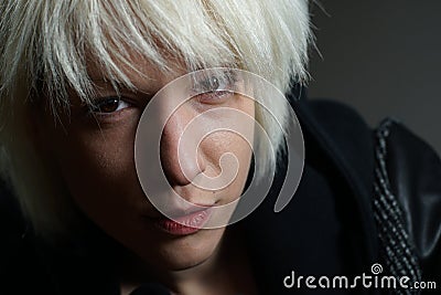 Young blonde girl emotional portrait Stock Photo
