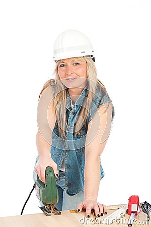 Young blonde woman is working Stock Photo