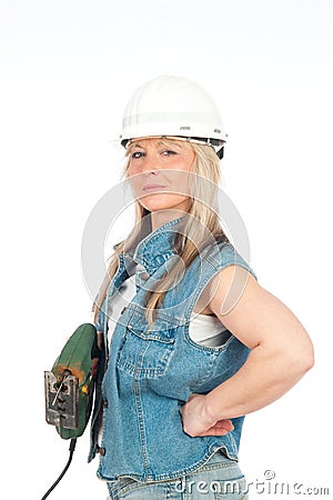 Young blonde woman is working Stock Photo