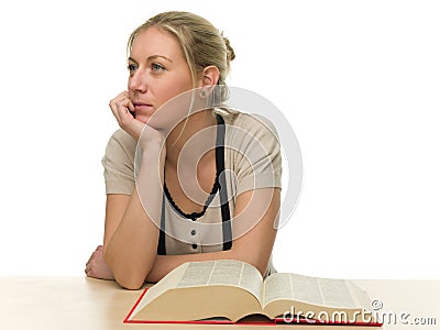 Young Bored Female Student Stock Photo