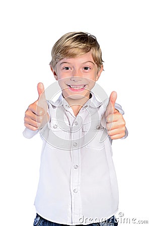 Young boy agree Stock Photo