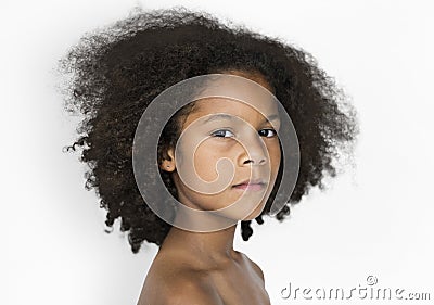 Young Boy Bare Chested Frown Stock Photo