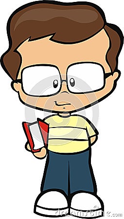 Young boy with book Vector Illustration