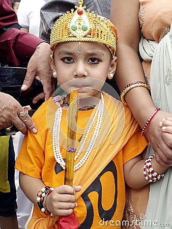 A Young boy in Festival of Cows( Gaijatra) Editorial Stock Photo