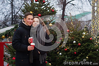Date at the Christmas market Stock Photo