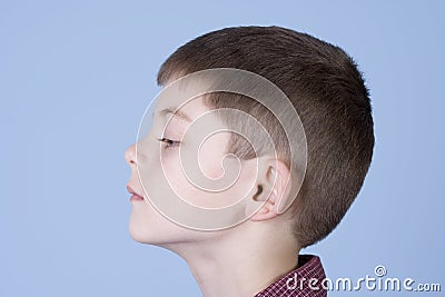 Young Boy Head Shot Side Profile Stock Photo