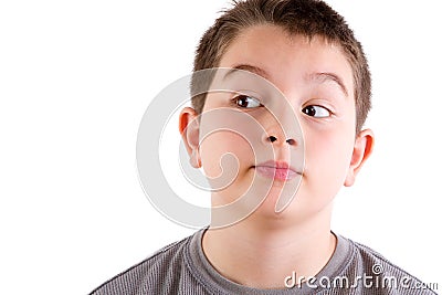 Young Boy Looking to the Side Stock Photo