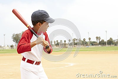 Young Boy Playing Baseball Stock Photo