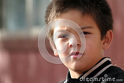 Young Boy Quizzical Stock Photo