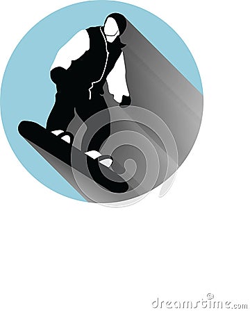 Young boy on snowboard against the backdrop of the mountains vector Vector Illustration