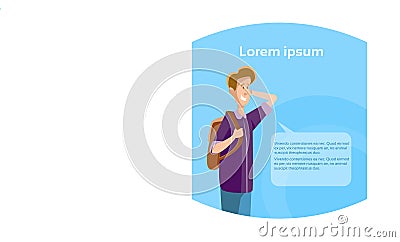 Young Boy Student Ponder Thinking Teenager With Chat Bubble Vector Illustration