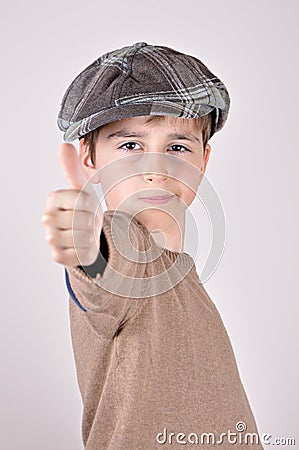 Young boy with a thumb up Stock Photo