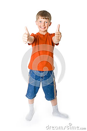 Young boy with two thumbs up Stock Photo