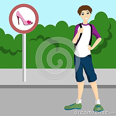 Young boy waiting love Vector Illustration
