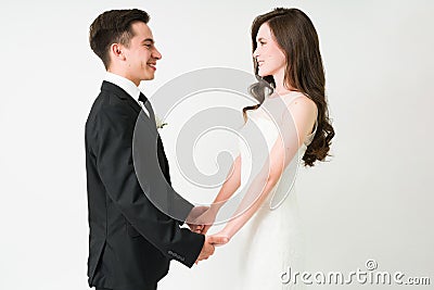Young boyfriend and girlfriend marrying Stock Photo