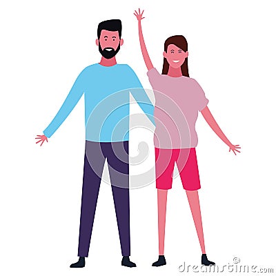 Young boyfriend and girlfriend Vector Illustration