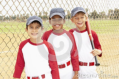 Young Boys In Baseball Team Stock Photo