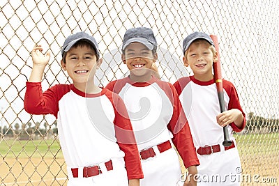 Young Boys In Baseball Team Stock Photo