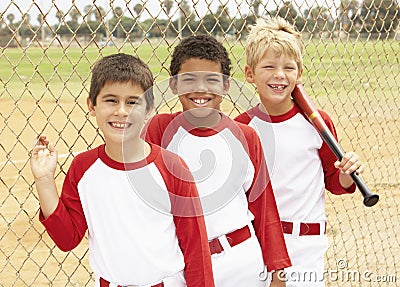 Young Boys In Baseball Team Stock Photo