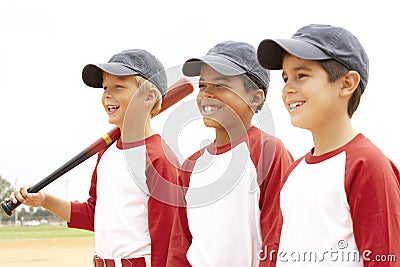 Young Boys In Baseball Team Stock Photo