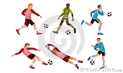 Young boys football players playing football vector illustration Vector Illustration
