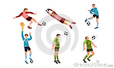 Young boys football players playing football winning championship vector illustration Vector Illustration