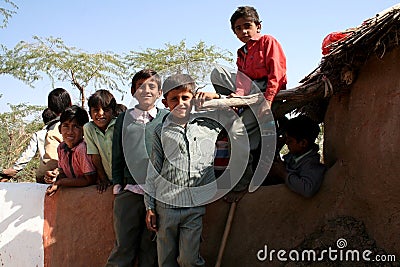 Young boys in Indian village Editorial Stock Photo