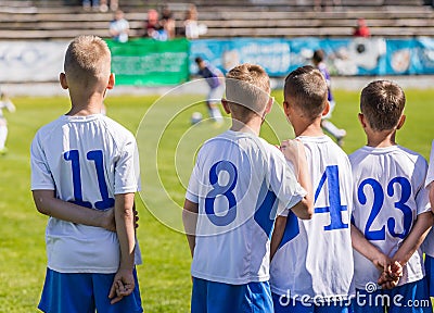 Young Boys Soccer Football Players. Youth Footballers on the Field Editorial Stock Photo