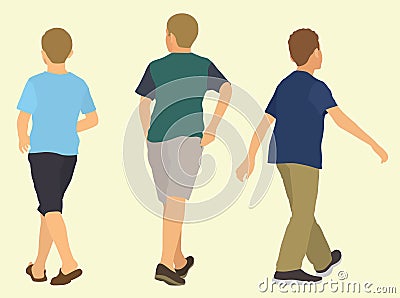 Young Boys Walking Away Vector Illustration