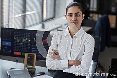 Young broker working in broking office Stock Photo