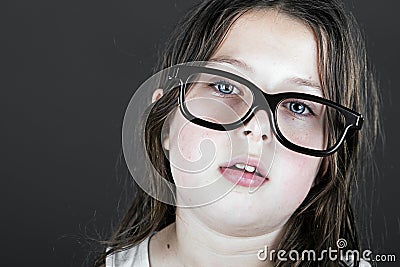 Young Brown Haired Geek with Glasses Stock Photo