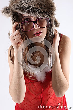 Young brunette portrait with Christmas theme Stock Photo