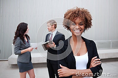 Young business group standing together at office Stock Photo