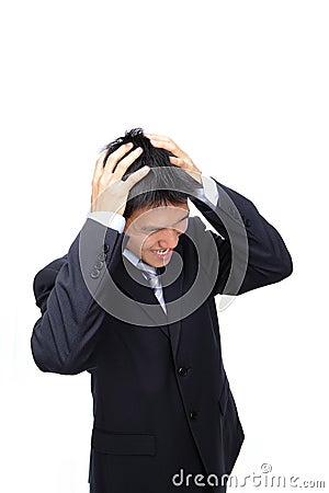 Young Business man has a big trouble Stock Photo