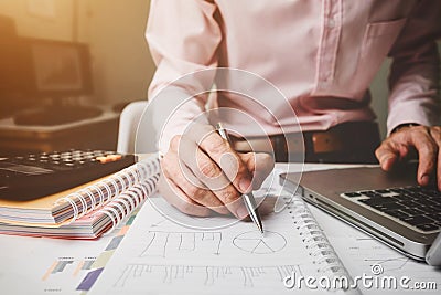 Young business man manager, work alone in the office Stock Photo