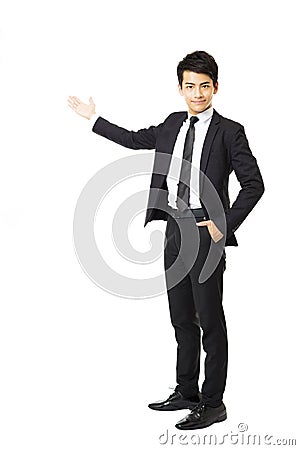 young business man presenting something Stock Photo
