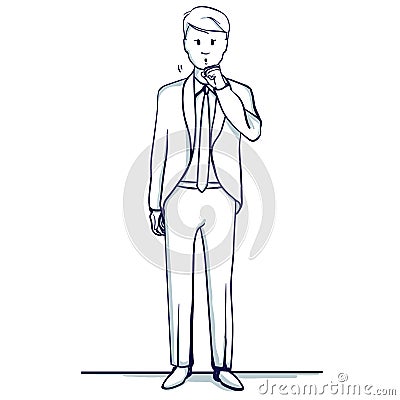 Young business man stands. Vector Illustration