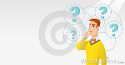 Young business man thinking vector illustration. Vector Illustration