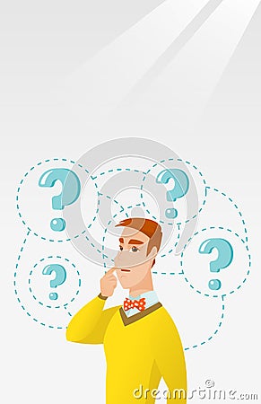 Young business man thinking vector illustration. Vector Illustration